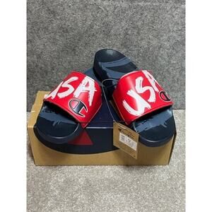 Champion Olympic IPO Slides Mens 12 Sandals USA Patriotic Streetwear Athleisure